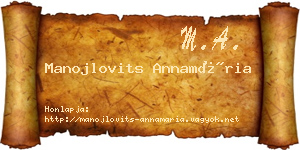 Manojlovits Annamária névjegykártya